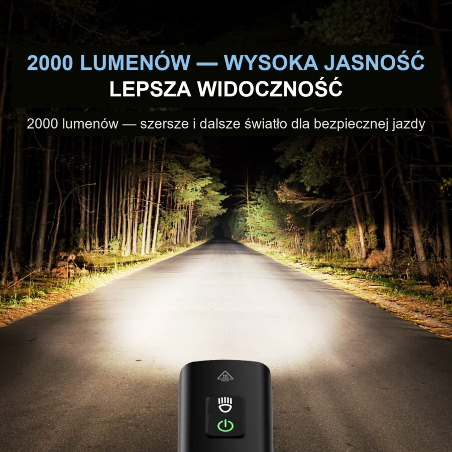 Mocna Lampka Rowerowa Przód CYCLAMI 2000LM 4500mAh