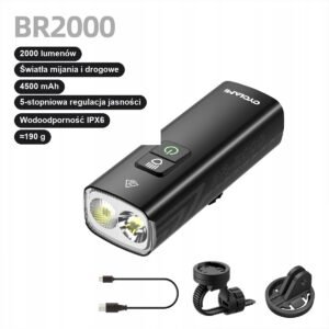 al-fl-br-2000 Mocna Lampka Rowerowa Przód CYCLAMI 2000LM 4500mAh