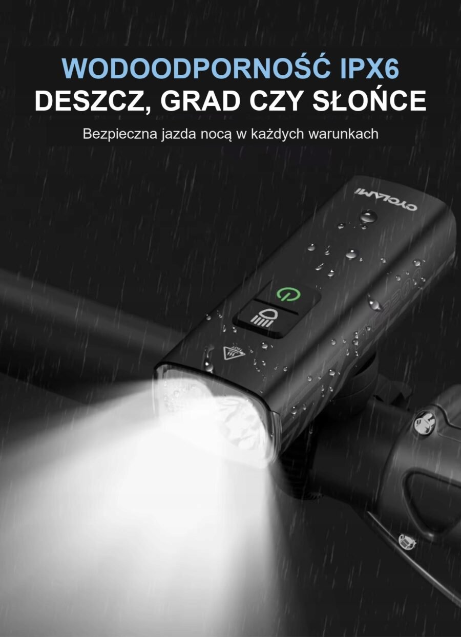 Mocna Lampka Rowerowa Przód CYCLAMI 2000LM 4500mAh