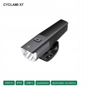 al-fl-x-7 Lampka rowerowa przednia CYCLAMI X7 1000lm LED USB-C akumulator powerbank