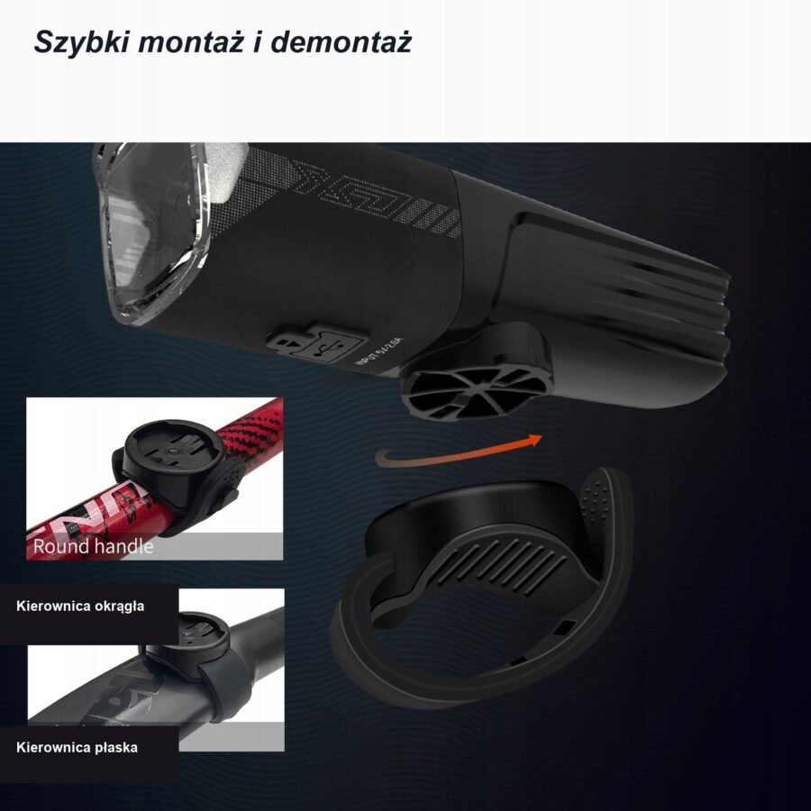 Lampka rowerowa przednia CYCLAMI X7 1000lm LED USB-C akumulator powerbank