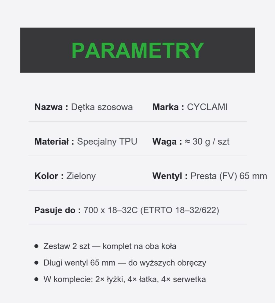 al-i700rd-2x-v65pr-pl-30g-green-5 Dętka TPU Ultralekka 30g Zestaw 2szt 700c ETRTO 18/32-622 Presta 65mm
