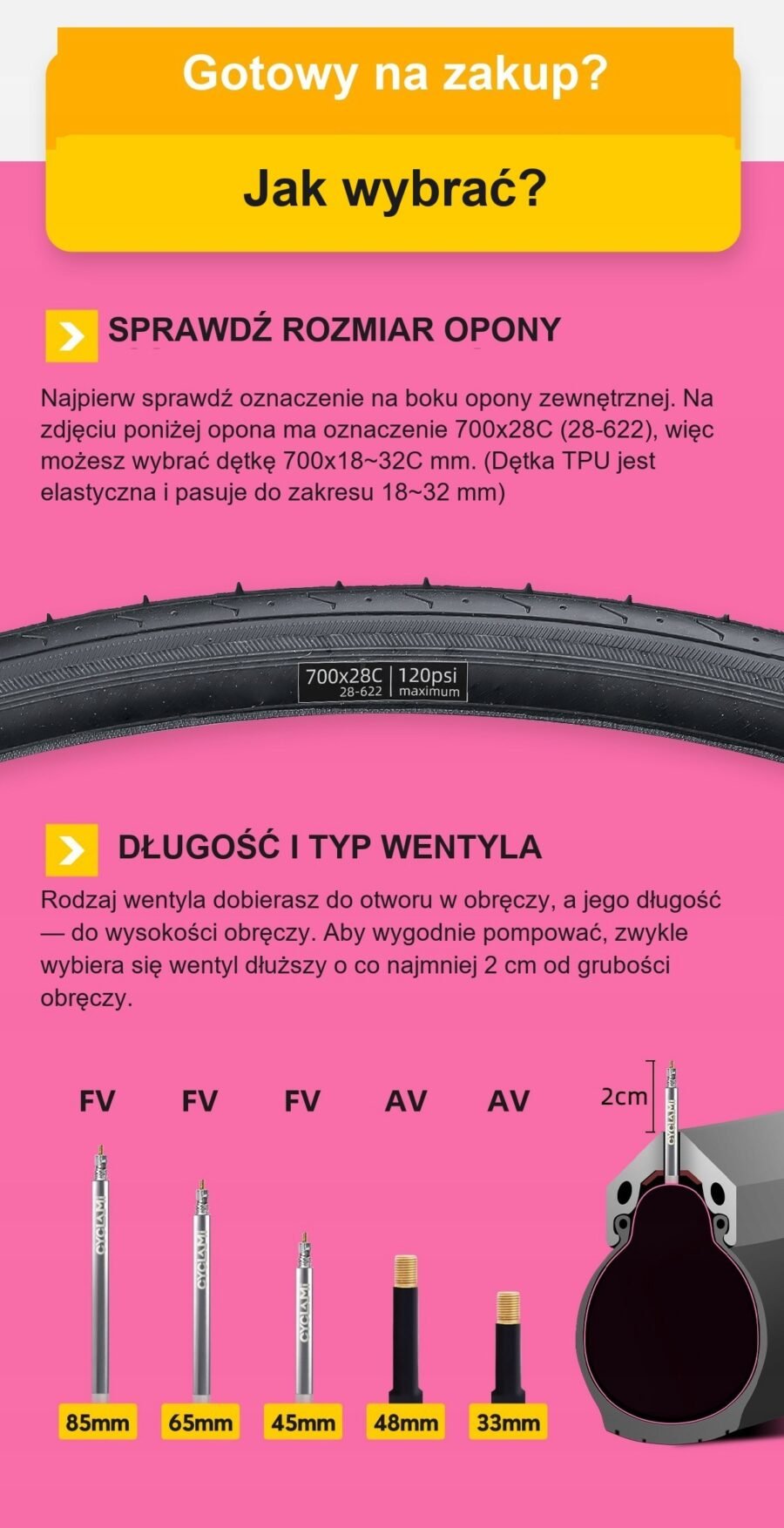 al-i700rt-v45pr-pl-30g-pink-8 Dętka Rowerowa 700c ETRTO 18/32-622 Wentyl PRESTA 65mm 30g